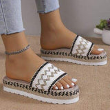 Geometric Weave Platform Sandals - Trendsi - Flyclothing LLC