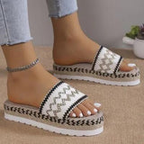 Geometric Weave Platform Sandals - Trendsi