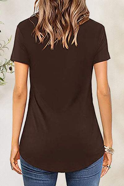 Crisscross Short Sleeve T-Shirt - Trendsi - Flyclothing LLC