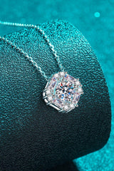 Geometric Moissanite Pendant Chain Necklace - Trendsi