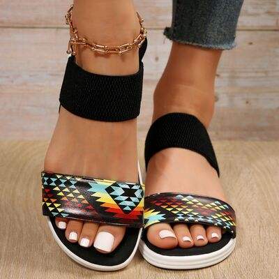 PU Leather Open Toe Low Heel Sandals - Trendsi - Flyclothing LLC