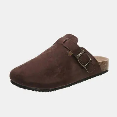 Suede Closed Toe Buckle Slide - Trendsi - Flyclothing LLC