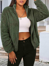 Zip Up Turtleneck Long Sleeve Jacket - Trendsi - Flyclothing LLC