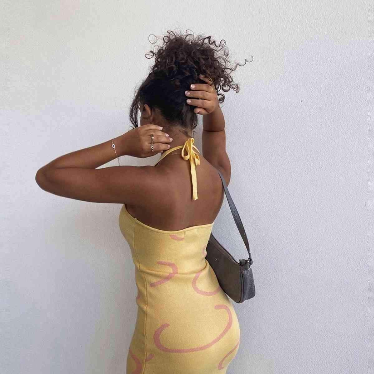 Halter Neck Midi Sweater Dress - Trendsi - Flyclothing LLC
