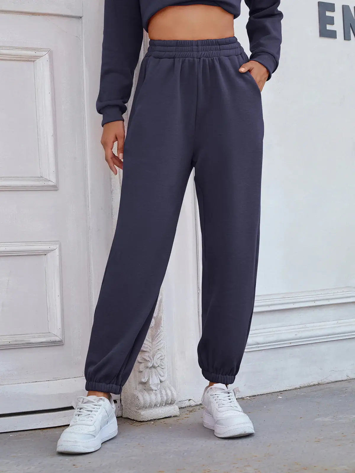 Elastic Waist Joggers with Pockets - Trendsi - Flyclothing LLC
