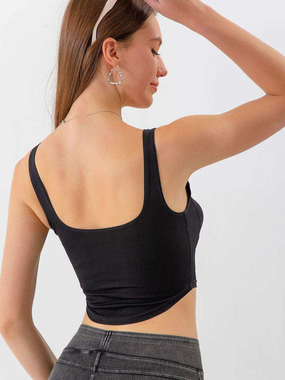 Seam Detail Cropped Denim Tank - Trendsi - Flyclothing LLC