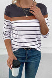 Striped Round Neck Long Sleeve T-Shirt - Trendsi - Flyclothing LLC