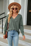 V-Neck Long Sleeve T-Shirt - Trendsi - Flyclothing LLC