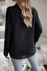 Collared Neck Long Sleeve Pocketed Shirt - Trendsi