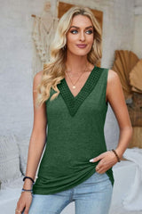 Lace Detail V-Neck Tank - Trendsi - Flyclothing LLC
