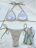 Halter Neck Tie Back Bikini Set - Trendsi