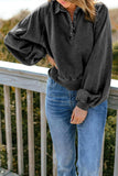 Quarter-Snap Collared Lantern Sleeve Sweatshirt - Trendsi - Flyclothing LLC