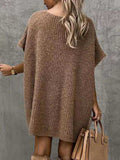 V-Neck Short Sleeve Sweater with Pockets - Trendsi - Flyclothing LLC