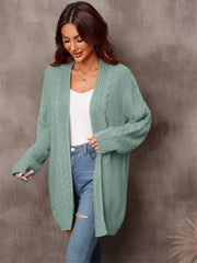 Warm Fall Mixed Knit Open Front Longline Cardigan - Flyclothing LLC