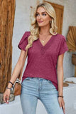 V-Neck Petal Sleeve T-Shirt - Trendsi - Flyclothing LLC