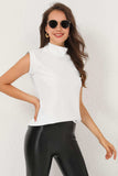 Mock Neck Cap Sleeve Blouse - Trendsi - Flyclothing LLC