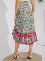 Tie Waistband Flounce Hem Midi Skirt - Trendsi - Flyclothing LLC