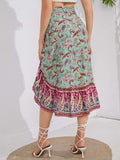 Tie Waistband Flounce Hem Midi Skirt - Trendsi - Flyclothing LLC