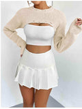 Distressed Long Sleeve Cropped Sweater - Trendsi - Flyclothing LLC