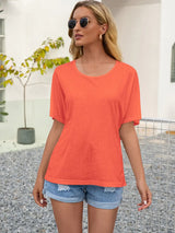 Round Neck Short Sleeve Top - Trendsi - Flyclothing LLC
