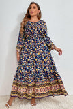 Plus Size Bohemian Round Neck Maxi Dress - Trendsi