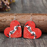 I LOVE YOU Heart Leather Earrings - Trendsi
