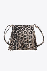 PU Leather Crossbody Bag with Fringe - Trendsi