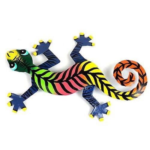 Eight Inch Striped Metal Gecko - Caribbean Craft - Flyclothing LLC