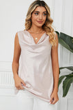 Ruched Cowl Neck Tank - Trendsi