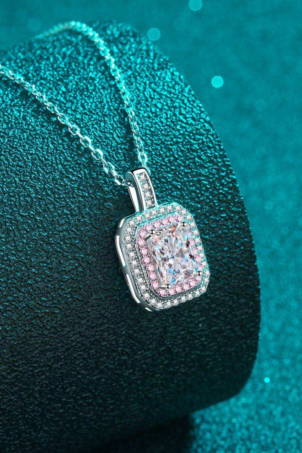 1 Carat Moissanite Geometric Pendant Chain Necklace - Trendsi - Flyclothing LLC