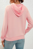 Drawstring Long Sleeve Hoodie with Pocket - Trendsi