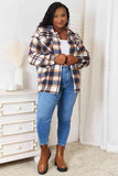 Double Take Plaid Button Front Shirt Jacket with Breast Pockets - Trendsi