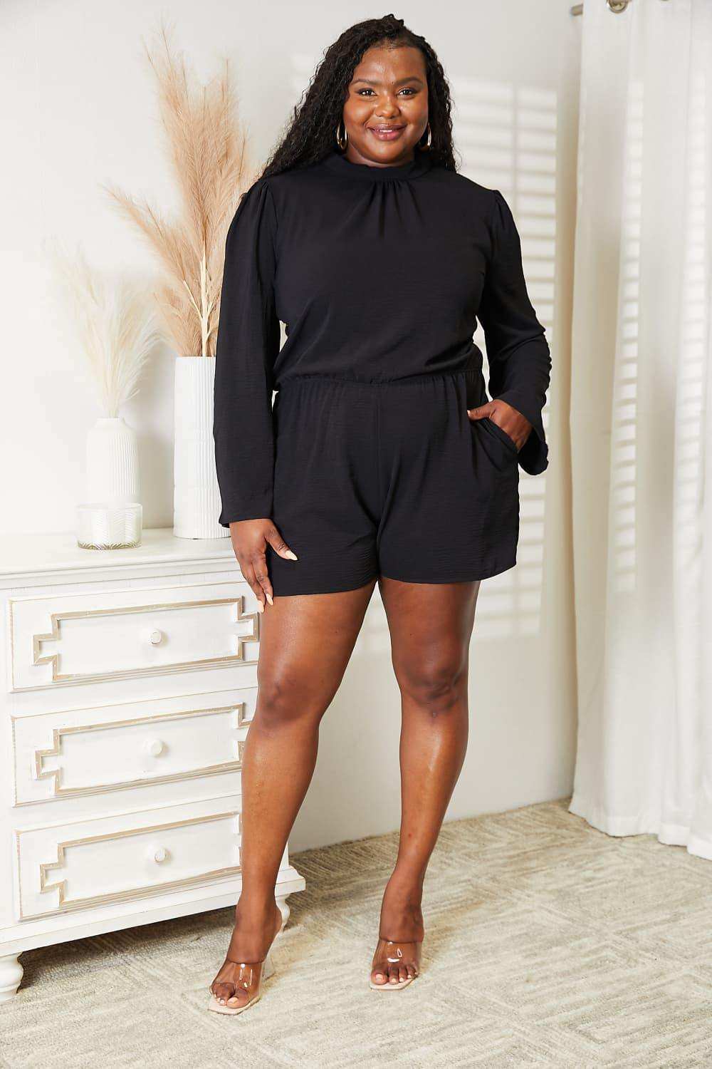 Culture Code Full Size Open Back Romper with Pockets - Trendsi - Flyclothing LLC