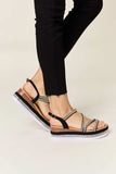 Forever Link Rhinestone Strappy Wedge Sandals - Trendsi - Flyclothing LLC