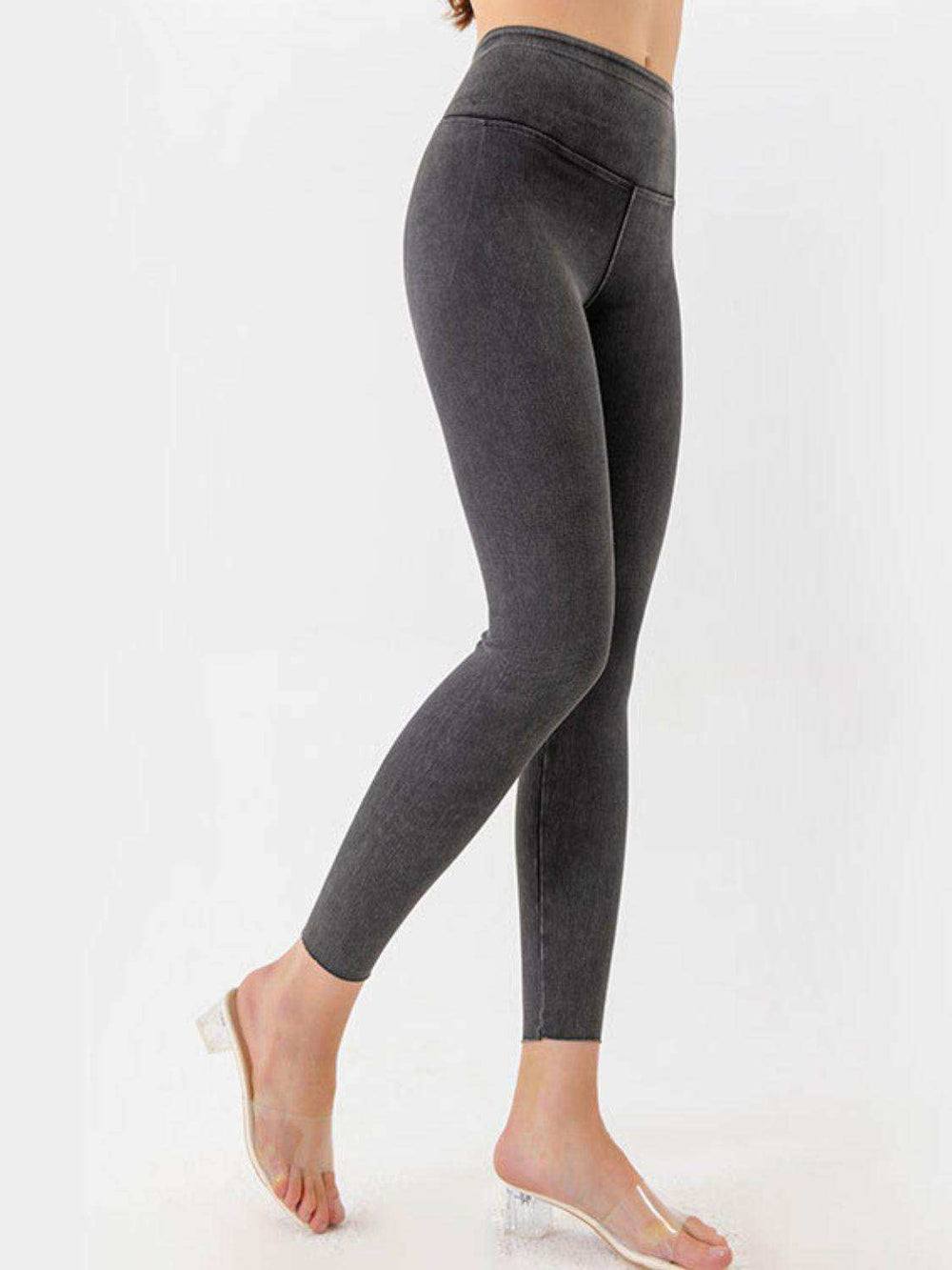 Wide Waistband Cropped Active Leggings - Trendsi - Flyclothing LLC