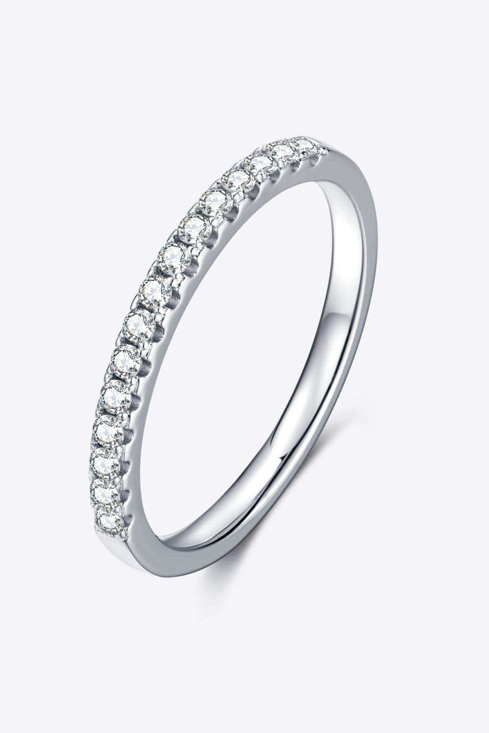 Moissanite Platinum-Plated Half-Eternity Ring - Trendsi - Flyclothing LLC