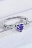 Crystal Heart 925 Sterling Silver Ring - Trendsi