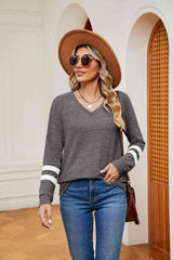 V-Neck Long Sleeve T-Shirt - Trendsi - Flyclothing LLC