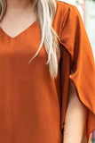 Plus Size V-Neck Petal Sleeve Blouse - Trendsi - Flyclothing LLC