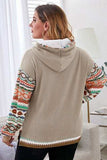 Plus Size Waffle-Knit Geometric Dropped Shoulder Hoodie - Trendsi - Flyclothing LLC