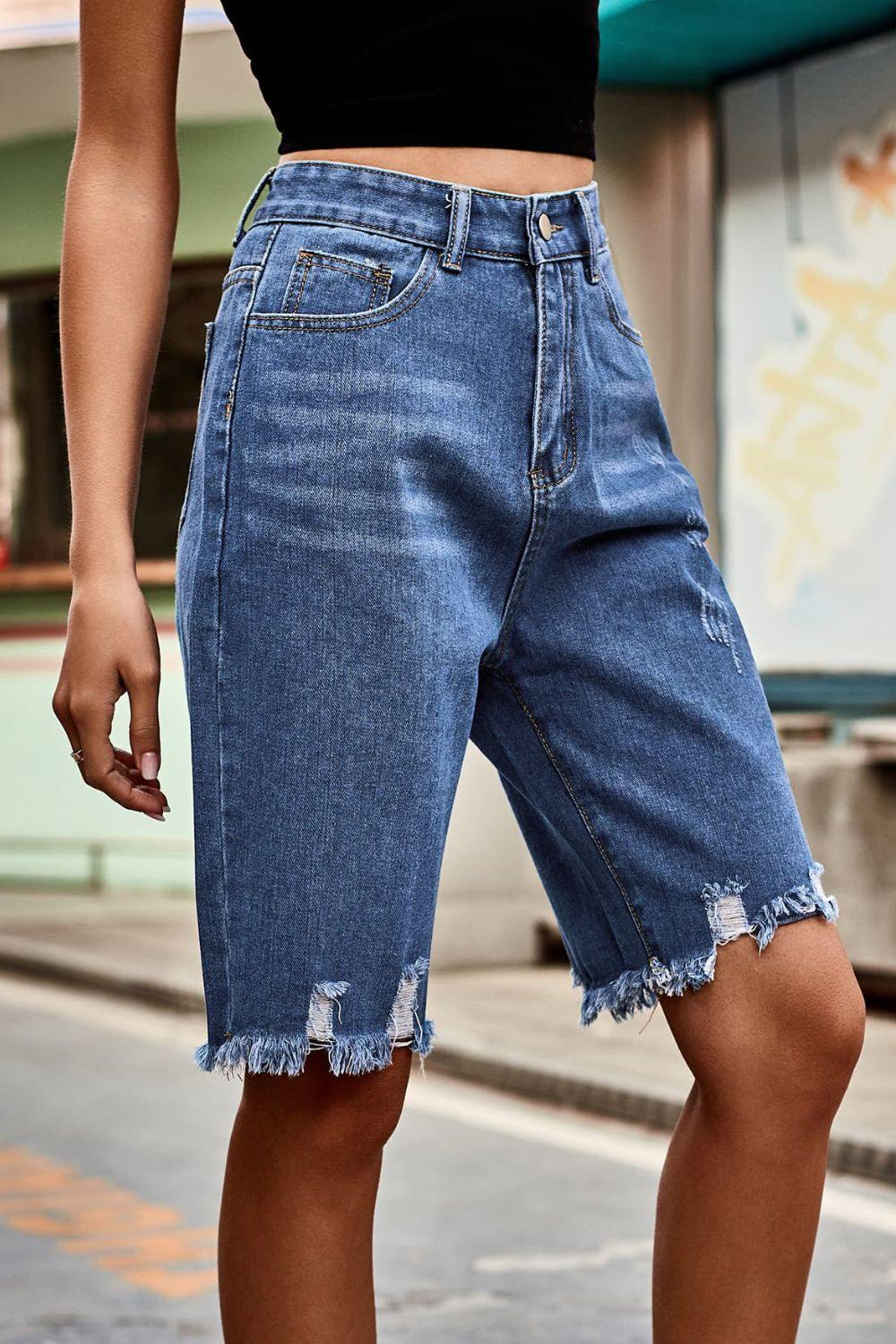  High Waist Denim Shorts