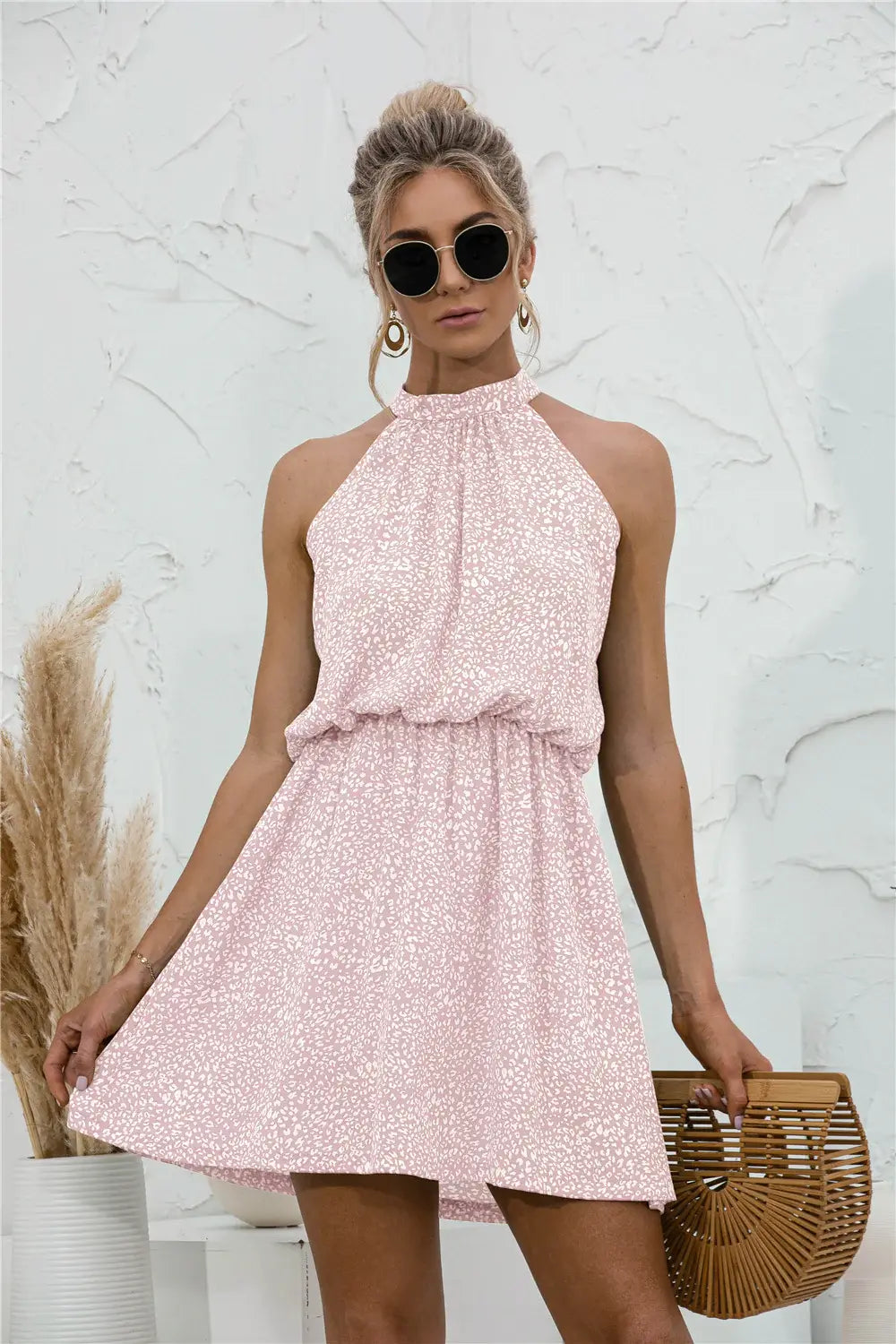 Floral Tied Sleeveless Mini Dress - Trendsi - Flyclothing LLC