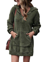 Half Zip Dropped Shoulder Oversized Hoodie - Trendsi - Flyclothing LLC