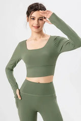 Square Neck Crisscross Active T-Shirt - Trendsi - Flyclothing LLC