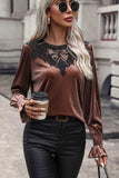 Lace Detail Round Neck Smocked Flounce Sleeve Blouse - Trendsi - Flyclothing LLC
