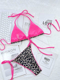 Leopard Print Halter Neck Tie Side Bikini Set - Trendsi - Flyclothing LLC