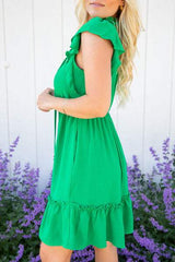 Frill Tie Neck Ruffled Sleeveless Mini Dress - Trendsi - Flyclothing LLC