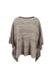 Round Neck Fringe Detail Sleeve Poncho - Trendsi