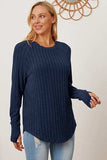 Basic Bae Full Size Ribbed Thumbhole Sleeve T-Shirt - Trendsi - Flyclothing LLC