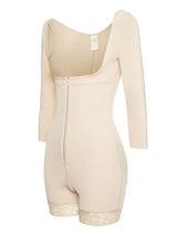 Full Size Zip Up Lace Detail Long Sleeve Shapewear - Trendsi - Flyclothing LLC